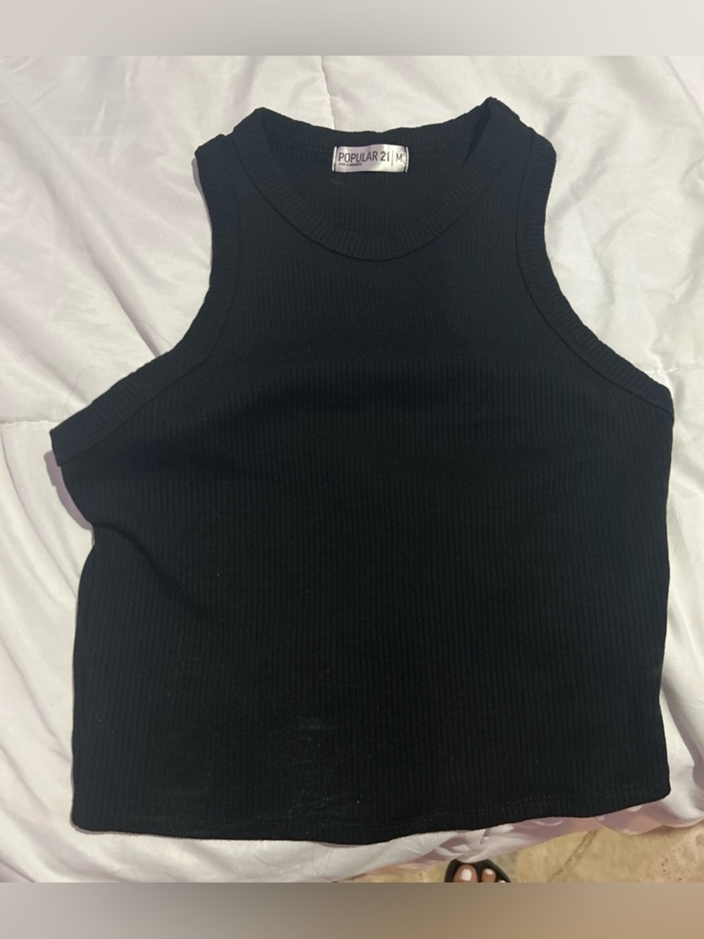 Popular 21 Black Ribbed Tank - Women's Sleeveless Crop